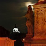 socha na Trojičnom stĺpe a Nový zámok, Banská Štiavnica